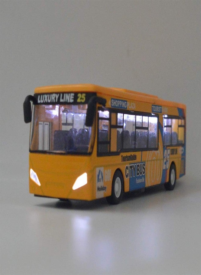 Ailejia City Bus Toy Die Cast Pull Back Public Transportation Vehicles Mini Bus Model Car Toys Lights and Music (Yellow) - Image 5